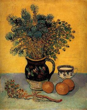 Vincent Van Gogh : Still Life, Majolica Jar with Wild Flowers